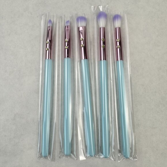 Slmissglam 5-Piece Ombre Eye Makeup Brush Set Stay Sparkly Ultra-Soft Aqua NEW - Picture 1 of 7